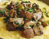 Polenta cu lapte, migdale si ciuperci sote