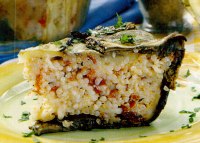 Budinca de spaghete cu vinete