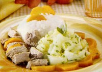 Orez cu dovlecei si carne de vita
