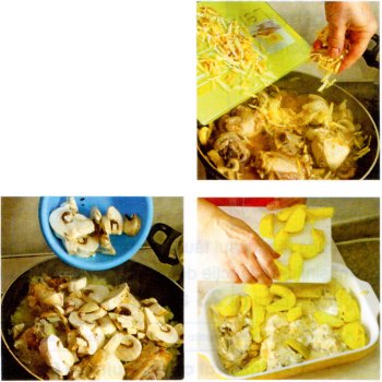 gratin pui cu ciuperci reteta in imagini