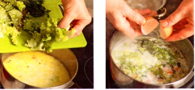 ciorba de salata cu afumatura, reteta in imagini
